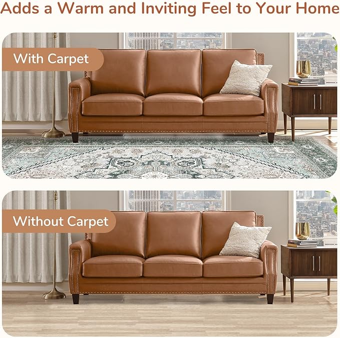 OPPODREAM Thin Area Rugs 5x7, 5x7 Washable Rug with Non Slip Backing, 5 x 7 Faux Cashmere Low-Pile Carpet, Green