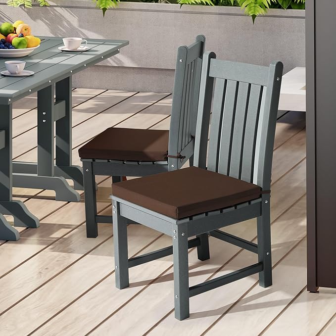 WestinTrends Solace Outdoor Patio Kitchen Dining Chair Square Seat Cushions Set of 4, 19 x 17, Brown