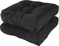 RACE LEAF 19" x 19" Patio Chair Cushions Black - Outdoor/Indoor Tufted Memory Foam Chair Pads Set of 2, Water-Resistant Olefin Chair Seat Cushion Non-Slip Backing