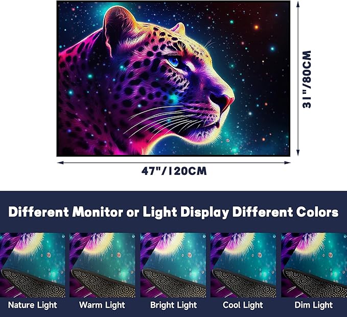 Galaxy Leopard Rug Fierce Panther Head Area Rugs for Boys Kids Bedroom Living Room Gameroom Girls Glitter Carpet Floor Mat Throw Rugs 47 in X 31 in