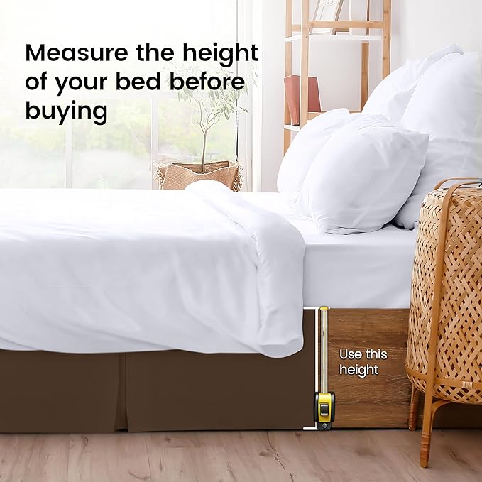 Utopia Bedding Queen Bed Skirt - Soft Quadruple Pleated Ruffle - Easy Fit with 16 Inch Tailored Drop - Hotel Quality, Shrinkage and Fade Resistant (Queen, Brown)