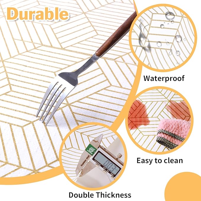 Shelf Liners for Kitchen Cabinets Non Adhesive Shelf Liner Paper Non-Slip Thickened Drawer Liner Easy to Clean for Tool Box Refrigerator with Knife and Tape Measure, Gold Geometric, 11.8 x 354.3 in