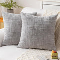 Decorative Throw Pillow Covers 18x18 Inch Set of 2, Soft Solid Farmhouse Chenille Couch Pillows, Spring Pillow Covers for Couch Sofa Bed Living Room Home Decor Pillowcase, Light Gray