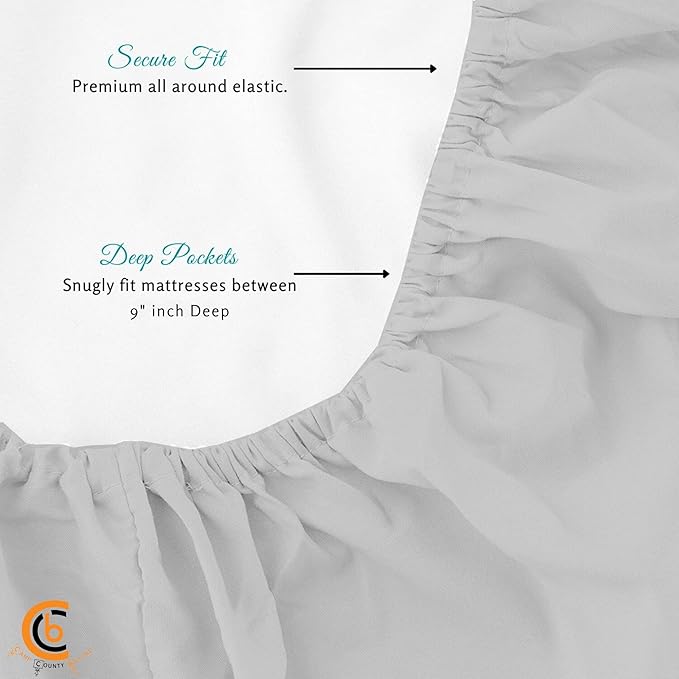 Camping Cot Sheets 30" x 80" - 3 Piece Cot Sheet Set for Bunk Bed - fits upto 9" Deep Mattress, Perfect for Narrow Twin, Camping Cot, RV Bunk, Guest Beds, Trifold Mattress - Light Grey