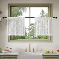 Anmao Vintage Lace Kitchen Curtains 24 Inches Long 2 Panels, Romantic Semi Sheer Floral Over Sink Lacy Cafe Curtain, Elegant Window Short Small Drapes, 55W x 24L, White Leaf