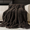 EVERGRACEHOME Ultra Soft Faux Fur Throw Blanket for Couch, Luxury Sculpted Texture Faux Rabbit Fur Blanket for Bed, Fluffy Thick Plush Warm Fuzzy Throw, 920GSM (Dark Brown, 60''x80'')