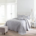 BrylaneHome Bedding Lightweight All Season Modern Amelia Quilted Damask Oversized Ultra Soft Bedspread - Twin, Grey