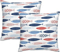 bassyil Fish Throw Pillow Covers Decorative Linen Pillow Cases Set of 2 Square Cushion Cover for Couch Sofa Bedroom Patio 18x18 Inch