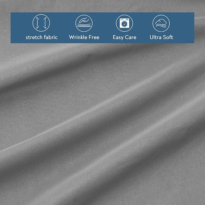 Twin Fitted Sheet Only, Super Soft & Cozy Twin Size Bed Sheets for Boys Kids with Deep Pocket to 14 Inch, Cooling Jersey Mattress Bottom Sheets,Shrinkage & Stain Resistant, Wrinkle Free, Gray