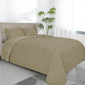 Easy-Going Twin Size Reversible Quilt Set with 1 Quilt and 1 Pillow Sham, Soft Bed Quilt Cover, Water Resistant Lightweight Microfiber Bedspread, Stain Resistant, Damask-Beige/Beige