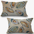 Abstract Oyster Coastal Beach Pillow Covers 12x20 Set of 2, Beachy Room Decor Aesthetic, Retro Coastal Ocean Oyster Shell Decorative Lumbar Pillow Covers for Home Bedroom Living Room