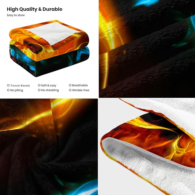 Ice & Fire Dragon Throw Blanket for Couch, Super Soft Fuzzy Throws Warm Comfortable Plush Fleece Blanket, Fashion Decorative Flannel Fleece Blanket for All Season(50 x 60 in, Ice & Fire Dragon)