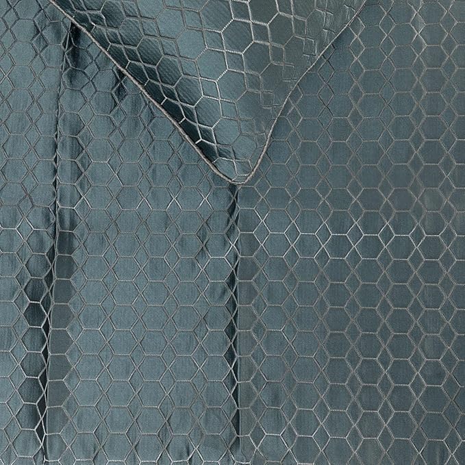 The HomeCentric King Queen Twin Blue Decorative King 90"x18" Bed Runner with Pillow Cover, Hexagon Pattern Bed Scarf on Jacquard Fabric - Hexagon Lagoon