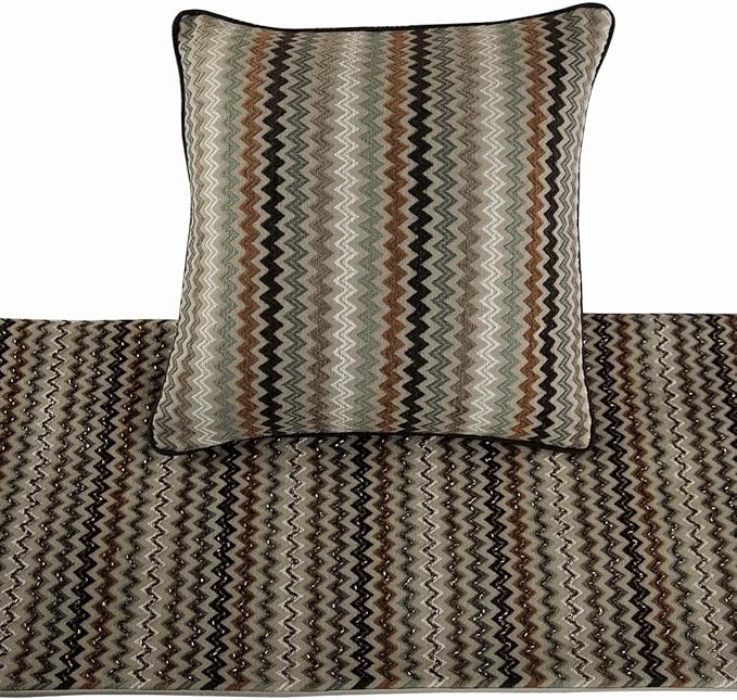 The HomeCentric Decorative Designer Handmade Bed Runner Without Pillow Cover, 68 x 18 Inch Velvet Designer Full Size Bed Scarf with Tassle & Bead Embroidered Bed Linen Foot Warmer Home - Chevron Fun
