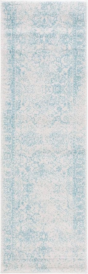 SAFAVIEH Adirondack Collection Runner Rug - 2'6" x 16', Ivory & Light Blue, Distressed Design, Non-Shedding & Easy to Clean, Ideal for Hallway, Foyer, Entryway, Bedroom (ADR109L)