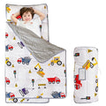 Viviland Toddler Kid Nap Mat for Preschool, Boys Car Truck Slumber Bag, Daycare Sleeping Bag with Pillow and Blanket, Kindergarten Sleep Mat