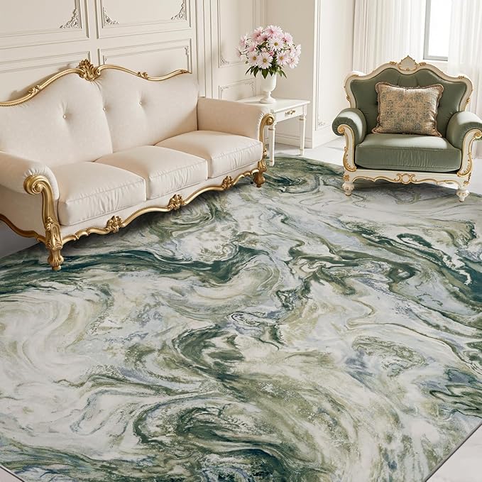 4x6 Washable Area Rugs for Living Room, Blue Modern Abstract Rug Entryway Kitchen Non Slip Throw Rug, Stain Resistant Carpet for Dining Room Playroom Bedroom, Pet & Kids Friendly