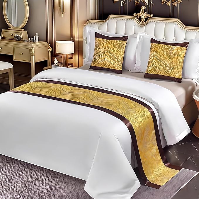 Bed Runner for Guest Room，Luxury Bed Runner，Wedding Bed Runner，Embroidered Bed Runner，Breathable Washable，Hotel Decor，Bed Decorations ，for Home Hotel Decorations(M,2 Pillowcase)