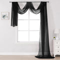 DONREN Jet Black Window Scarf Curtains for Outdoor Decoration - Add Luxury Beautiful Elegant Effect to Curtain Panels (1 Panel, 52 x 288 Inches Long)