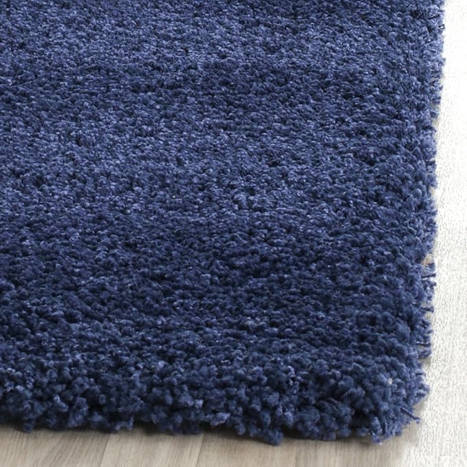 SAFAVIEH Milan Shag Collection Runner Rug - 2' x 10', Navy, Solid Design, Non-Shedding & Easy Care, 2-inch Thick Ideal for High Traffic Areas in Living Room, Bedroom (SG180-7070)