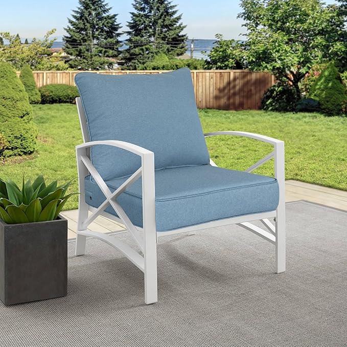 Goodgoods 24x24 inch Outdoor/Indoor Deep Seat Patio Cushions Set of 2 Resilient Foam Filling Water Repellent Stain-Resistant UV Resistant Weather Resistant Deep Seat Bottom Light Blue