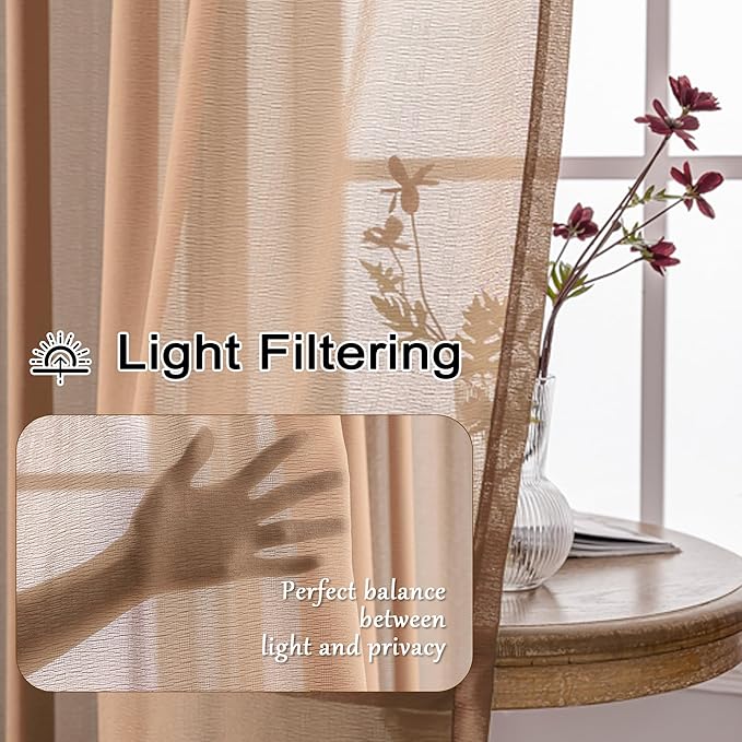 Mocha Sheer Pinch Pleat Curtains 80 Inch Length for Patio Door Light Filtering Soft Touch Elegant Lightweight Pleated Drapes with Hooks for Traverse Rod, Mocha Moose, 42" W x 80" L, 2 Panels
