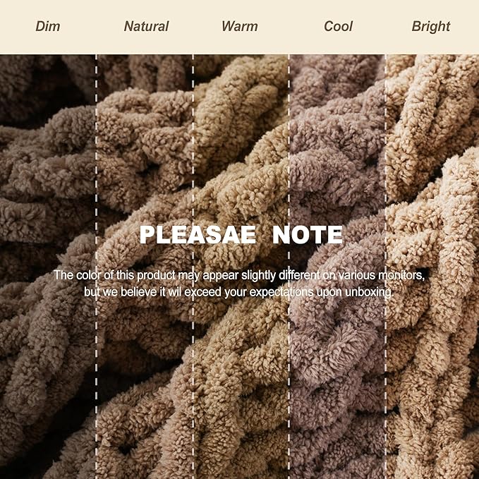 Battilo Beige Chunky Knit Throw Blanket for Couch, Super Soft Thick Warm Cable Knitted Blanket, Khaki Chenille Throw Taupe Blankets for Bed,Sofa, Living Room, 50"x60"