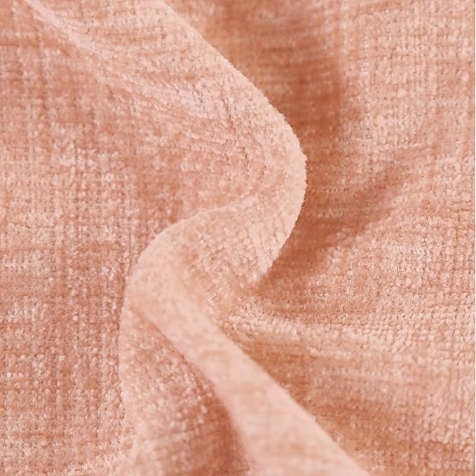 CaliTime Throw Pillow Covers Decorative 18 X 18 Inches Pack of 2 Cozy Solid Dyed Soft Chenille Cushion Cases with Pom Poms for Couch Sofa Bed Living Room Home Dusty Pink