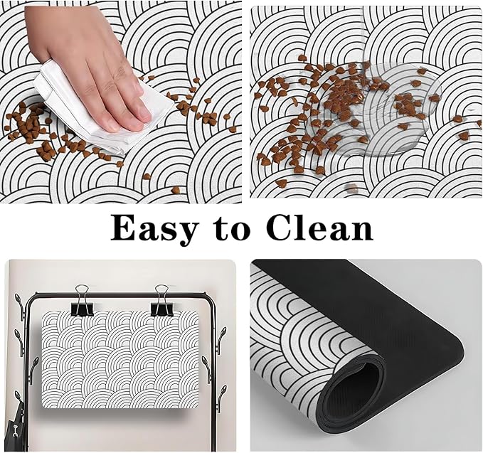 Dog Food Mat for Floors, Absorbent and Quick-Drying Pet Cat Food Mat,Anti-Fouling and Easy-to-Clean Pet Feeding Mat,Dog Bowl Mats for Messy Drinking Water Bowls.16x24inch Boho Style