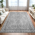 5x7 Light Grey Area Rugs for Living Room, Machine Washable Non-Slip Backing Low Pile Indoor Floor Rugs, Large Modern Carpet for Bedroom Entryway Classroom Playroom Dining Room Home Decor