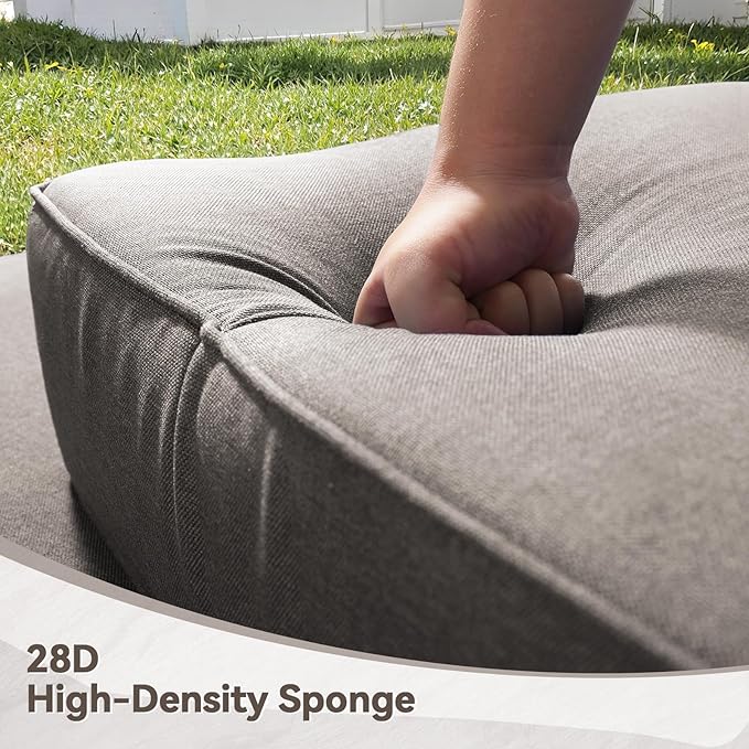 Luxury 6" Outdoor Cushions for Patio Furniture, 24x24x6 Thick Seat Cushion Set, Fade Resistant Couch Chair Replacement Cushions High Density Deep Wicker Chair Cushion with Removable Cover Gray