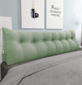 Wedge Headboard Pillow Dorm Room Reading Pillow Back Support for Sitting Up in Bed Bolster Lumbar Cushion Body Positioning Bedrest Cotton Linen 76in Grass Green King