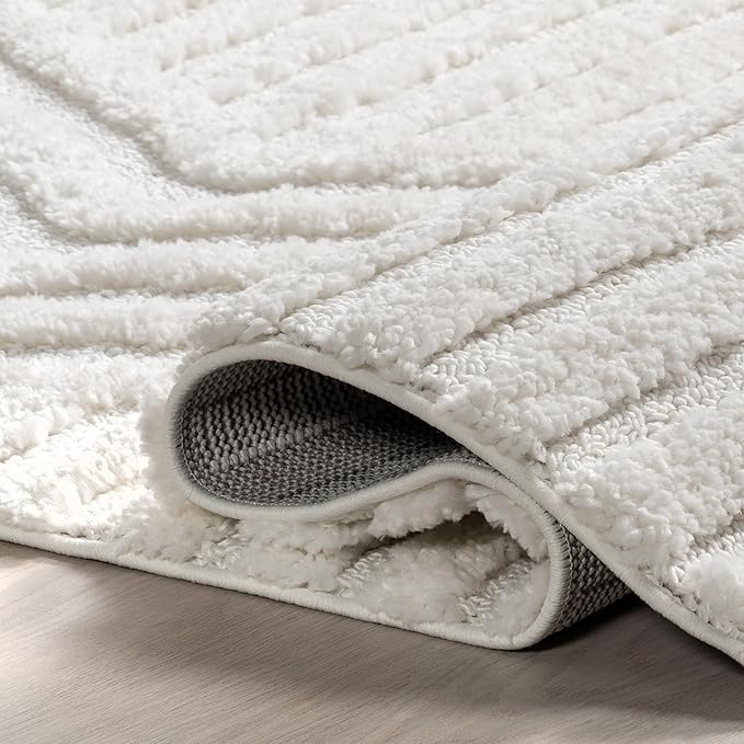 nuLOOM Risette Ivory, 2'6" x 10', Geometric, Soft and Textured, High Traffic, Stain Resistant, Easy Clean, Durable Runner for Bedroom, Living Room, Dining Space, Den, Foyer, Entryway