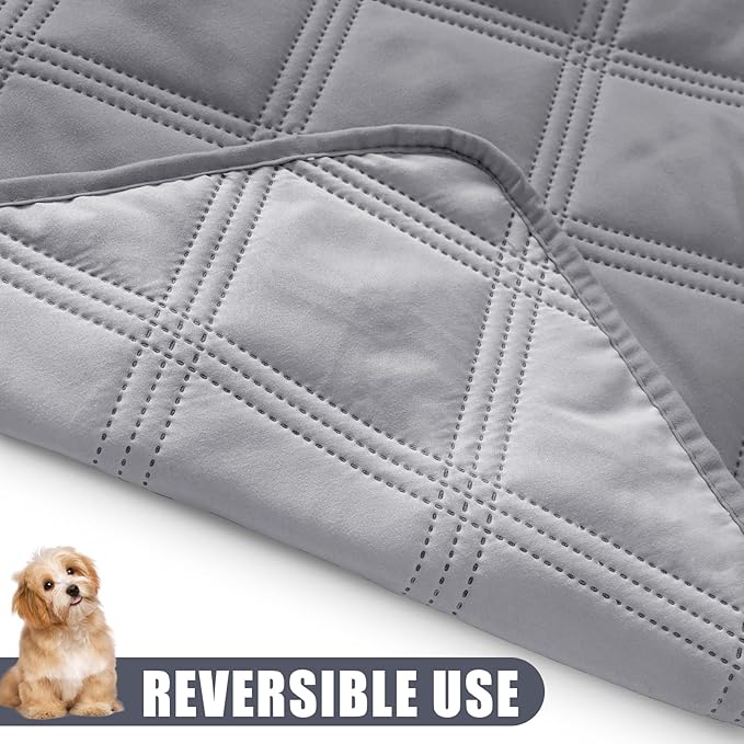 Smiry Waterproof Dog Bed Cover Blanket 68x82, Soft Reversible Pet Blanket, Washable Leakproof Cats Dogs Couch Cover for Sofa, Couch, Furniture, Lattice, Grey/Light Grey