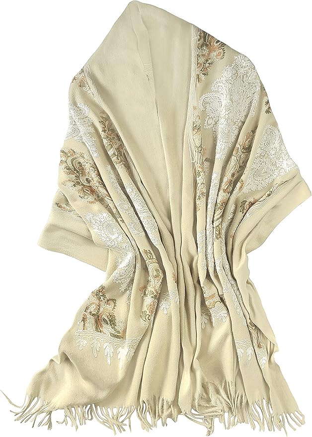 Urban CoCo Women's Embroidered Tassel Long Shawl Oversize Scarf Wraps for Women