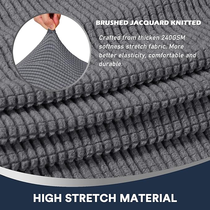 Stretch Sofa Arm Covers Spandex Jacquard Anti-Slip Couch Arm Covers with Sticker Furniture Armrest Protector for Sofa Couch Chair Recliner, Set of 2, Grey