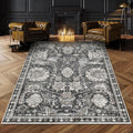 RUGSURE Washable Area Rugs - Perfect for Living Room, Bedroom, Kids Room, Nursery - Stain & Water Resistant Non-Slip, Pet & Child Friendly, Vintage Tribal Area Rugs (Grey, 8' x 10')