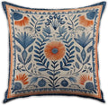 Vintage Boho Floral Print Throw Pillow Cover, Orange, Blue - Retro Rust Floral Decor Pillowcase, Indoor Outdoor Cushion Case for Sofa Couch Bed Living Room Bedroom Home (Blue&Orange, 18x18inch)