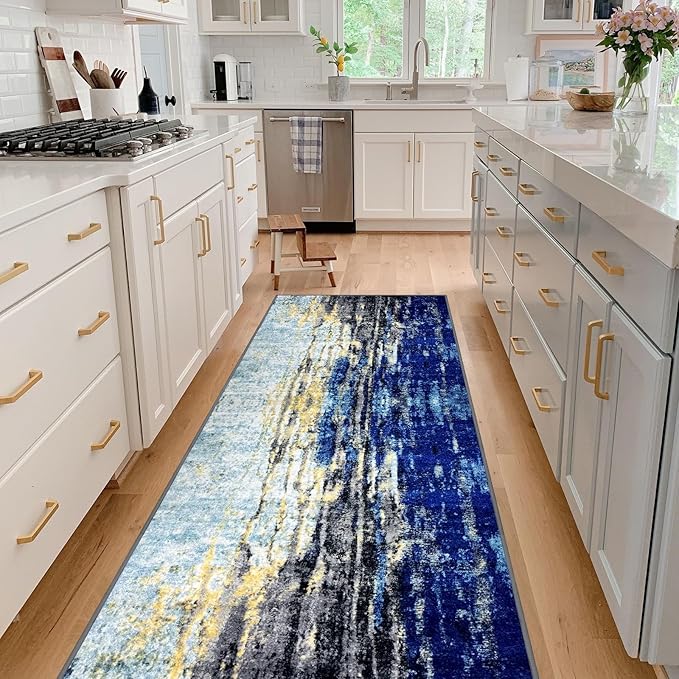 Runner Rug Washable 2x60 FT, Non Slip Rubber Backing Abstract Carpet, Soft Area Rugs for Bedroom Kitchen Hallway Entryway Bathroom, Customized