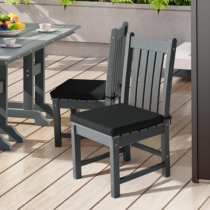WestinTrends Solace Outdoor Patio Kitchen Dining Chair Square Seat Cushions Set of 4, 18 x 18, Black
