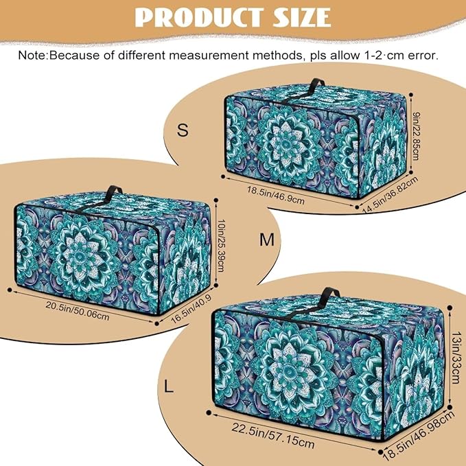 Boho Mandala Lotus Flower Print Microwave Oven Dust Cover with Storage Bags Toaster Oven Cover Polyester-Linen Fabric Small Appliance Dust Covers Fingerprint Protection, S