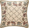 patdrea Designer Throw Pillow Covers,Square Euro Retro Style Light Brown Linen with Floral Pattern Pillow Cover,Decorative Pillowcases Cushion for Bed Living Room Outdoor Car,18"x18"