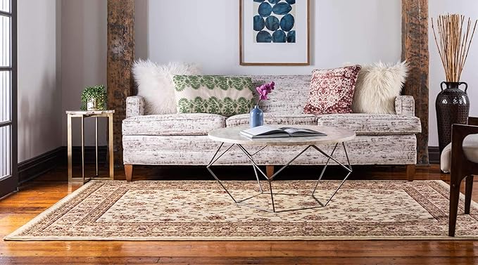 Unique Loom Voyage Collection Traditional Oriental Classic Intricate Design Area Rug (6' 0 x 9' 0 Rectangular, Ivory/Gold)