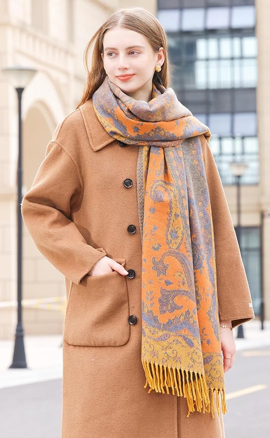 Wander Agio Warm Fashion Scarf Long Shawl Large Blanket Winter Wraps Scarves for Women Cashmere Jacquard Vintage Paisley