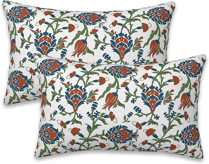 Throw Pillow Cover Case Vintage Floral Pillow Covers 20x12 Inch Set of 2,Soft Decorative Throw Pillow Case for Living Room Bedroom Sofa Couch Cushion Covers