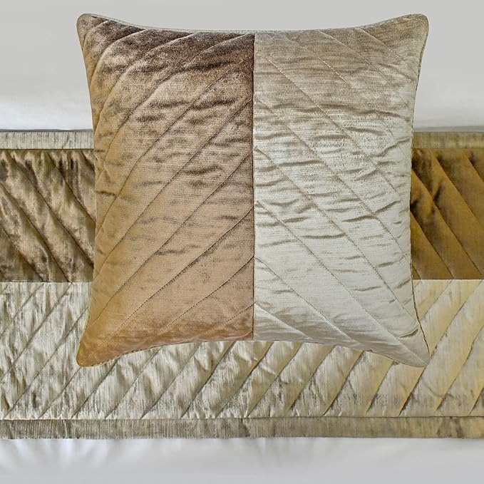 The HomeCentric King/Queen/Twin Brown Decorative Bed Runner CA King 86"x18" Bed Runner Without Pillow Cover, Solid, Chevron, Patchwork, Quilted Bed Scarf on Velvet Fabric - Plush Divide