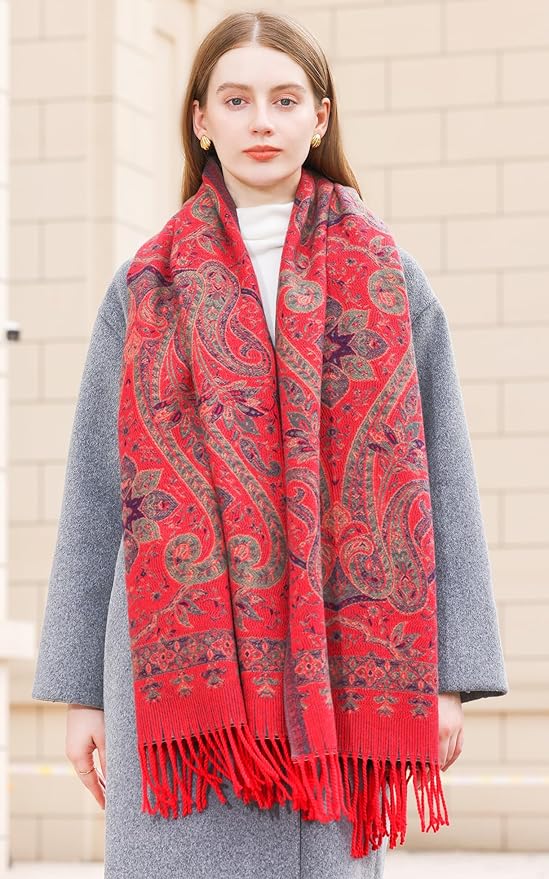 Wander Agio Warm Fashion Scarf Long Shawl Large Blanket Winter Wraps Scarves for Women Cashmere Jacquard Vintage Paisley