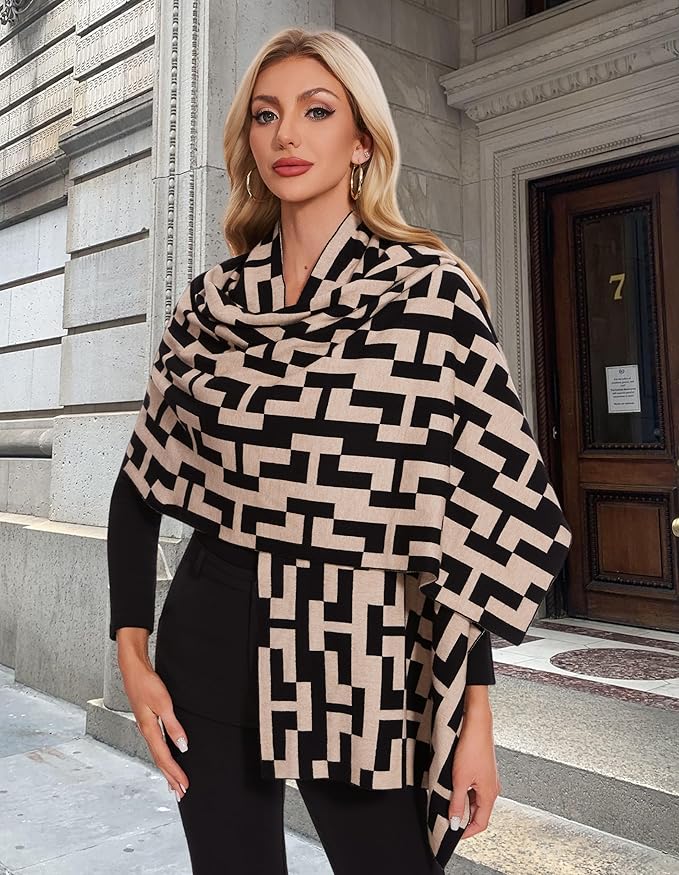 PULI Women's Pashmina Shawl Wraps for Evening Dress Large Scarf Blanket Long Wedding Bridal Winter Warm Shoulder Wrap