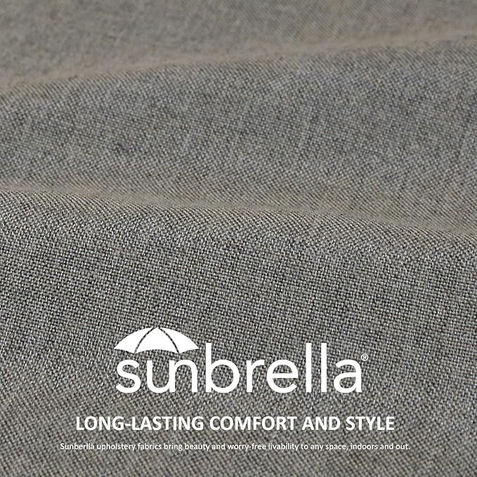 Sunbrella Outdoor Chair Cushions Set, 24" x 24", Set of 2, Water-Repellent, Fade Resistant, Deep Seat Bottom and Back Cushion for Backyard, Couch, Sofa and Patio Furniture, Cast Shale