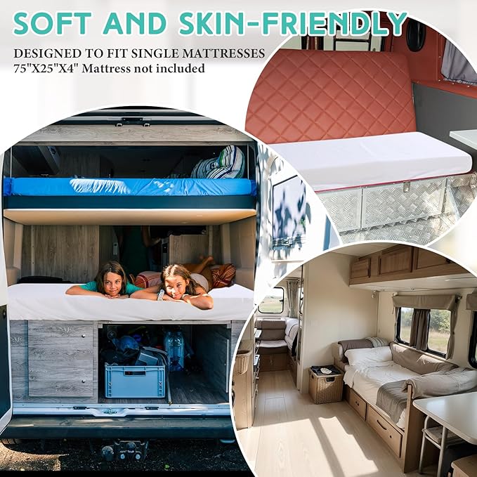 Breling Fitted Sheet (Sheet Only) Compatible with Milliard Trifold Mattress Folding Mattress Fitted Microfiber Bedsheet for Camp Bunk Rvs Bed(White,Queen,4'')